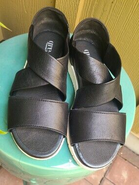 Sandals Black Leather "Green Comfort" Danish Brand Sandals Size 37